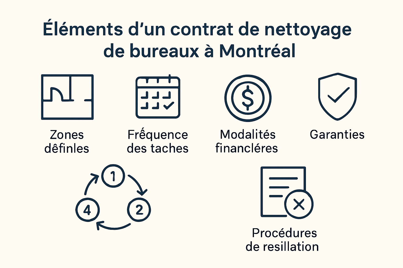 Processus contrat nettoyage bureaux Montréal