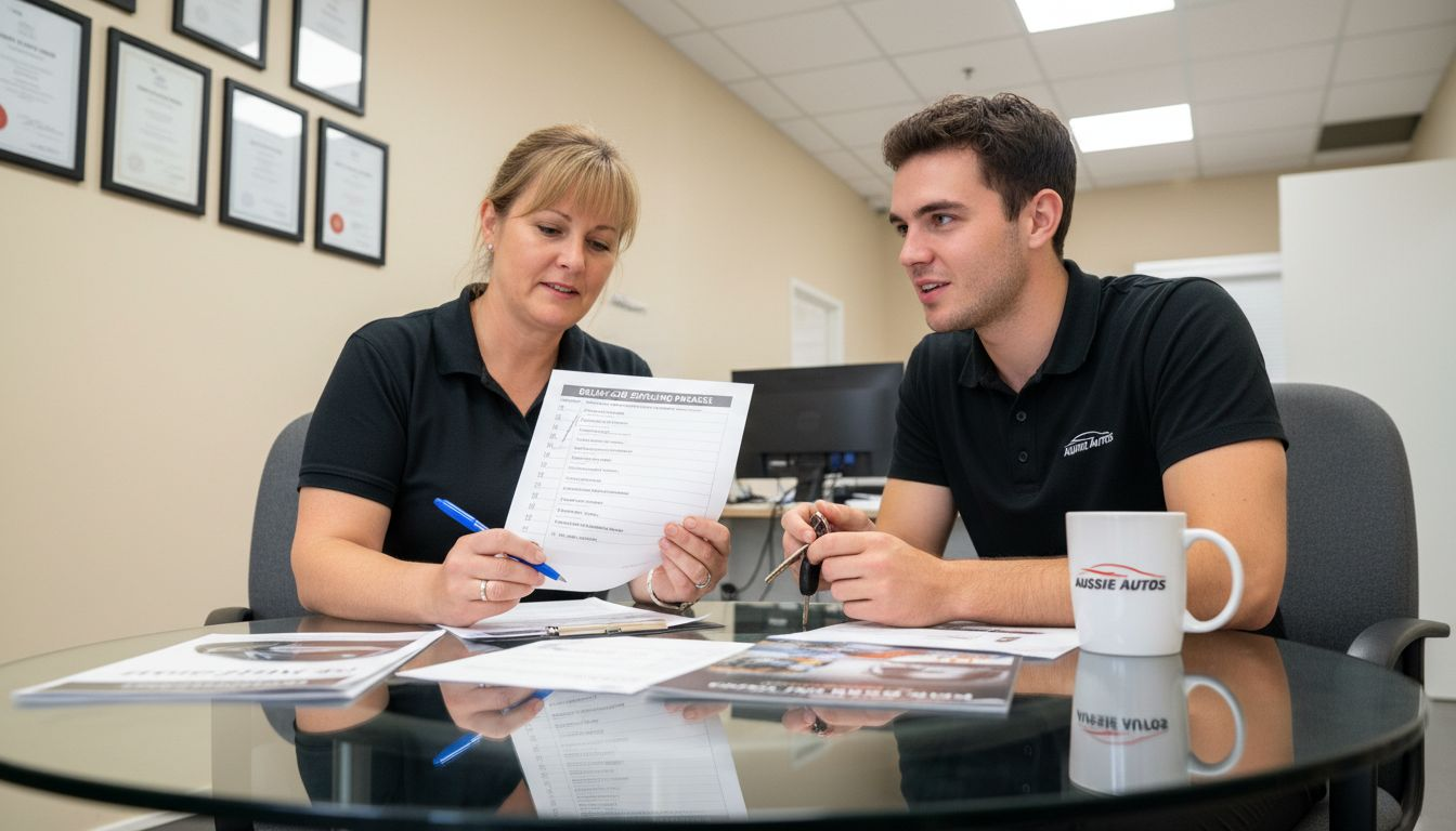 Advisor discusses detailing package checklist with client