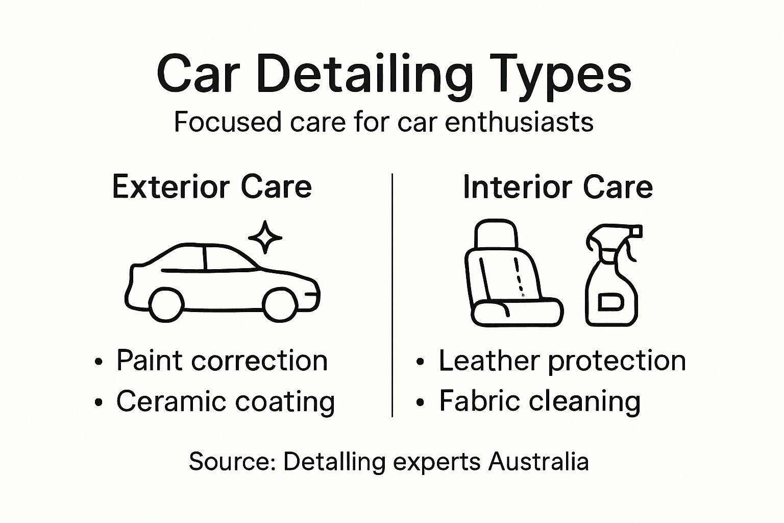 Infographic showing car detailing service categories