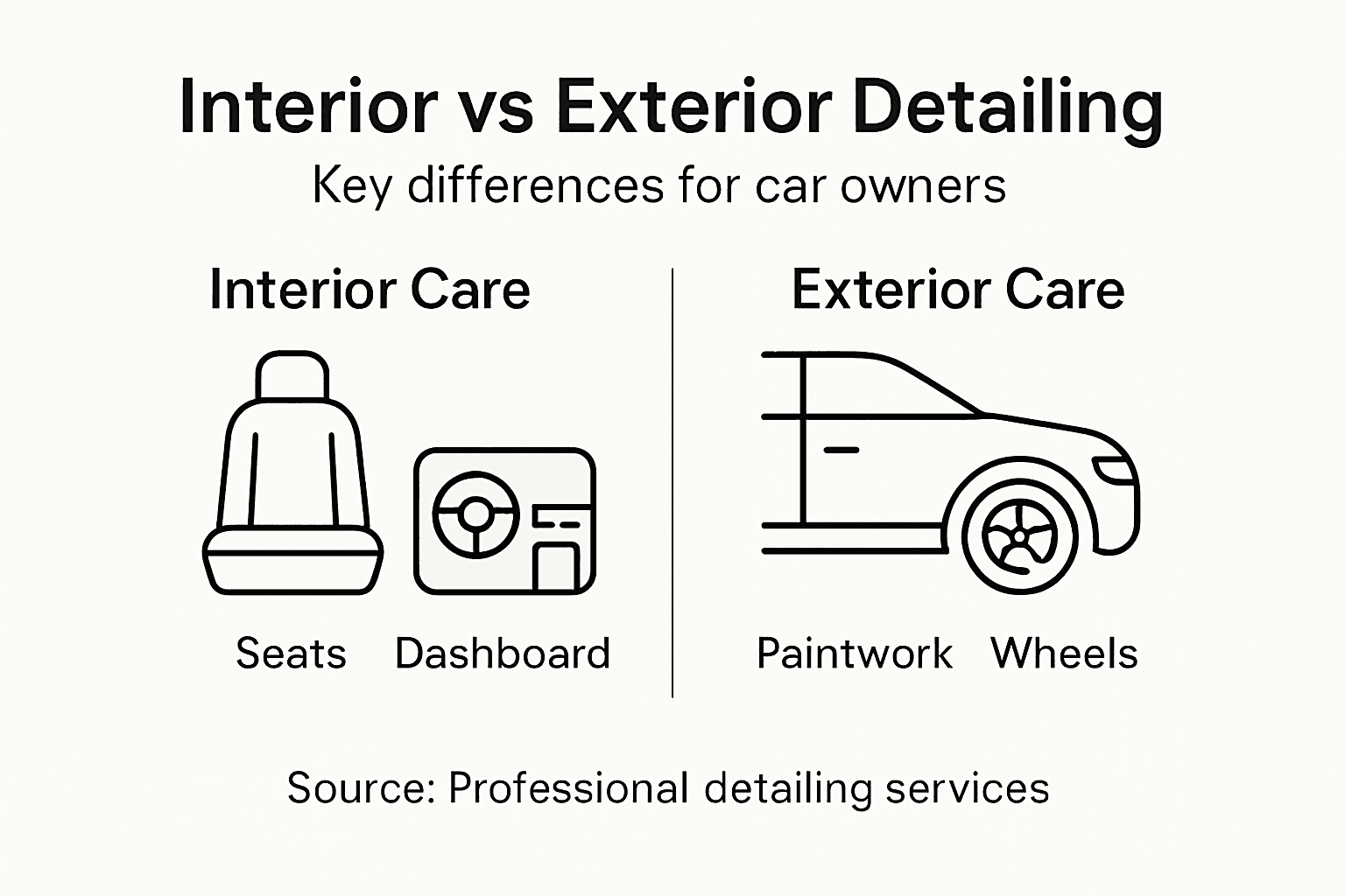 Infographic comparing interior and exterior detailing