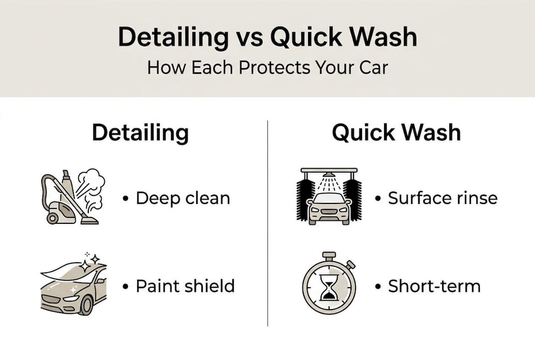 Infographic comparing detailing and quick wash