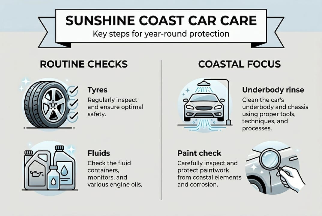 Infographic showing Sunshine Coast car care checklist
