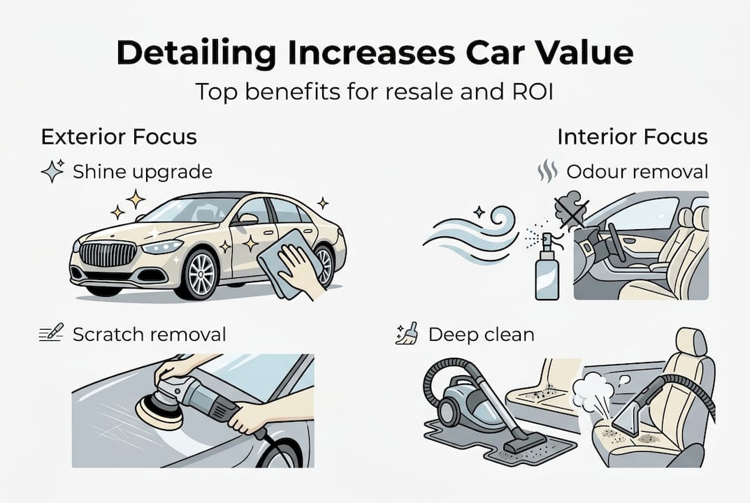 Infographic showing car detailing resale benefits
