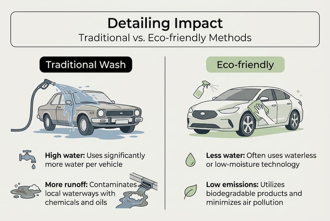 Infographic comparing car detailing eco impact
