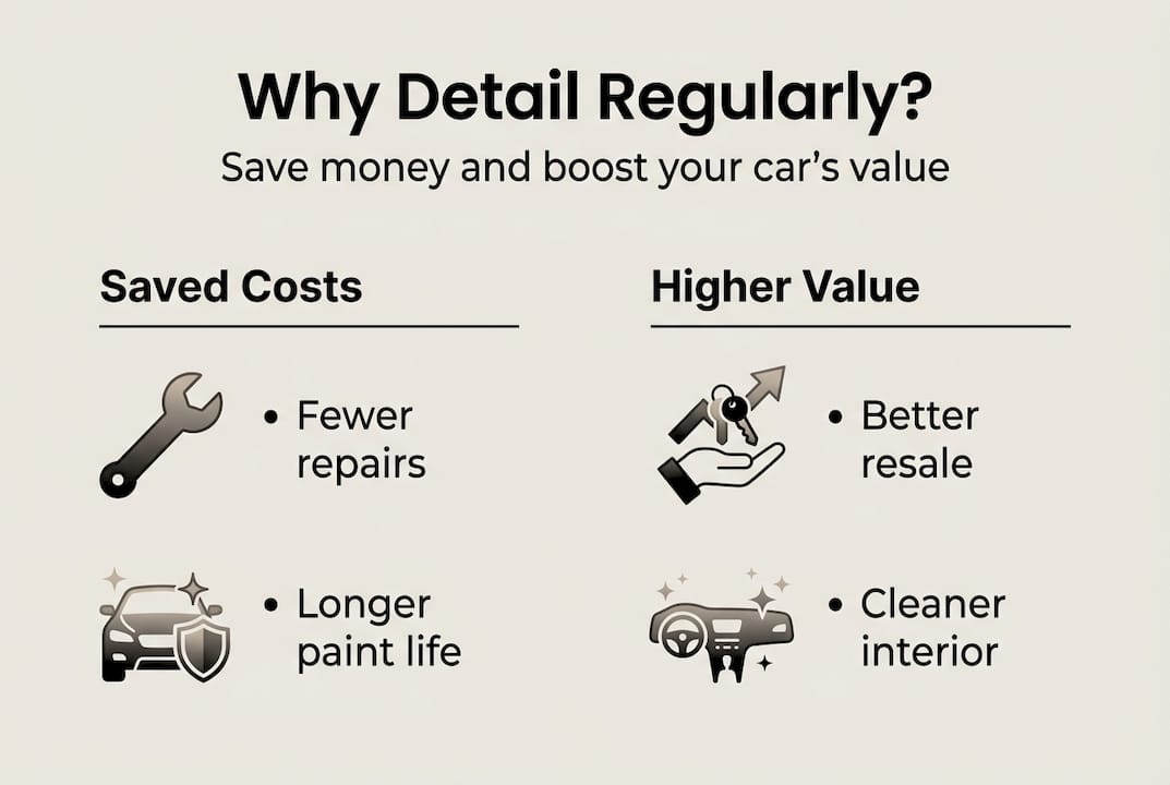 Infographic with car detailing cost and value benefits