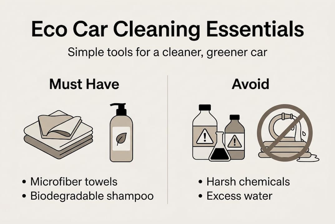 Infographic showing eco-friendly car cleaning tools