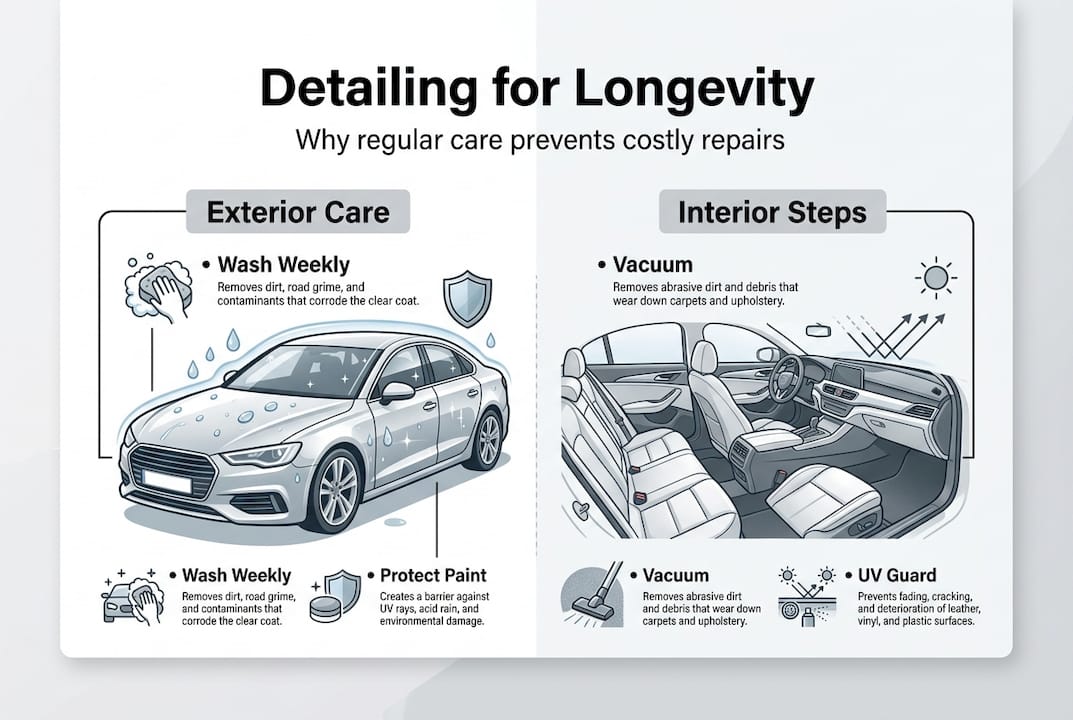 Infographic on detailing steps for car lifespan