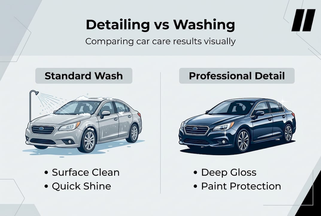 Infographic comparing detailing and washing steps