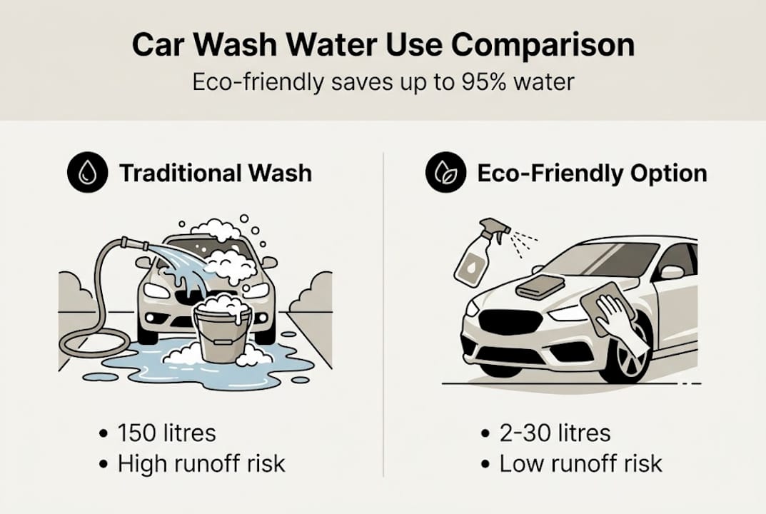Infographic comparing car wash water use