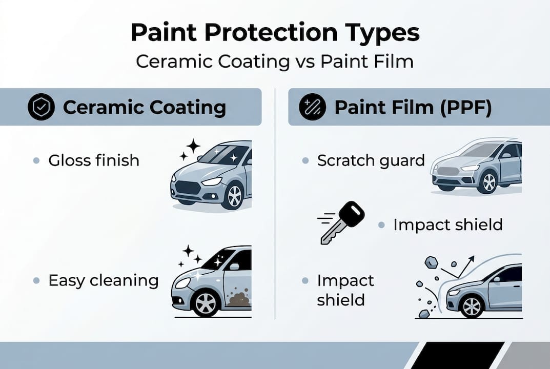 Infographic compares ceramic coating and paint film