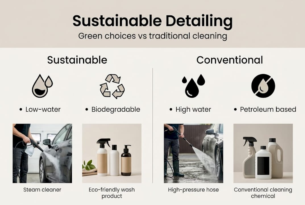 Infographic comparing sustainable and conventional detailing