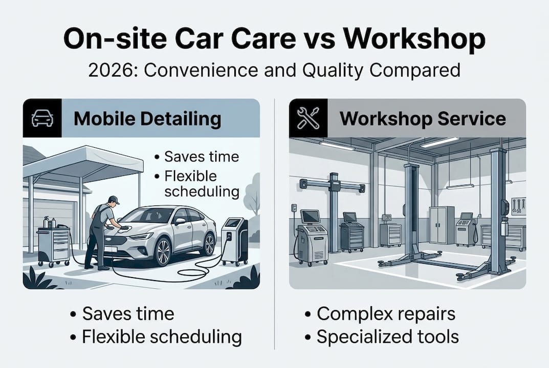 Infographic comparing mobile and workshop car care