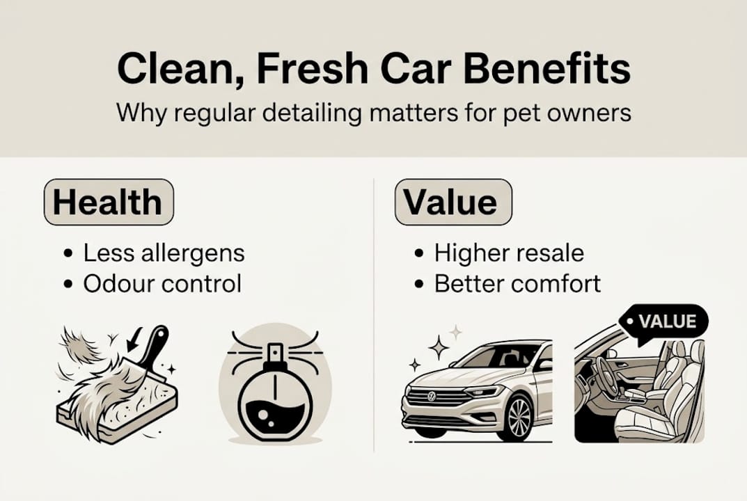 Infographic on pet car detailing benefits