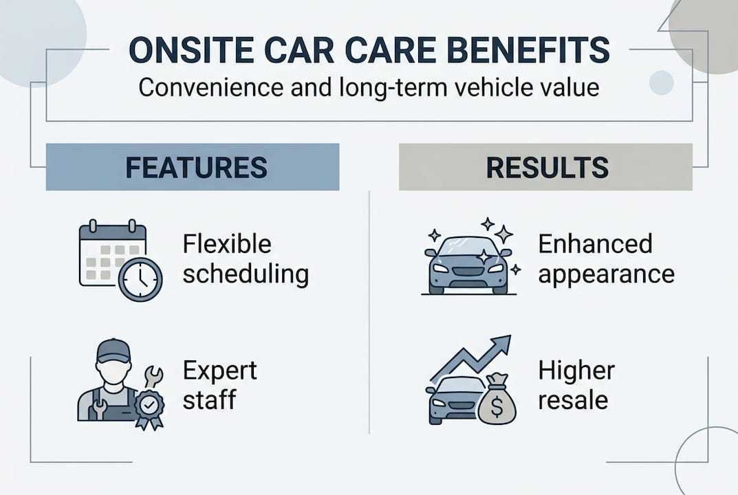 Infographic of onsite car care features and results