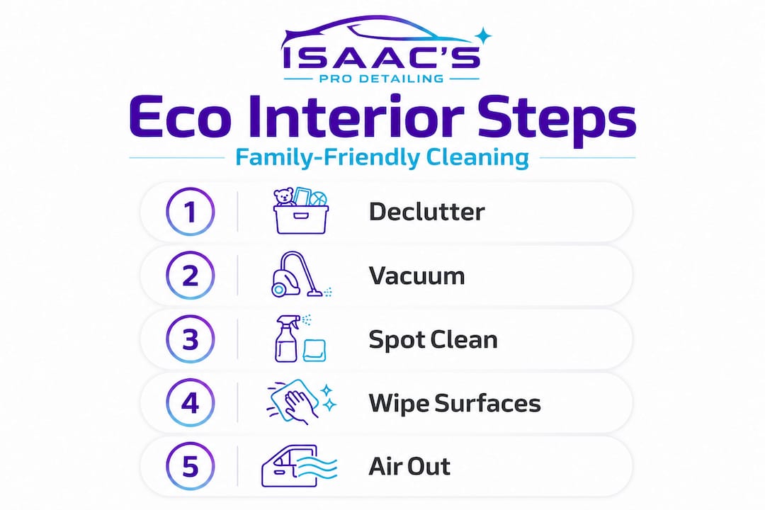 Infographic showing eco interior car cleaning workflow