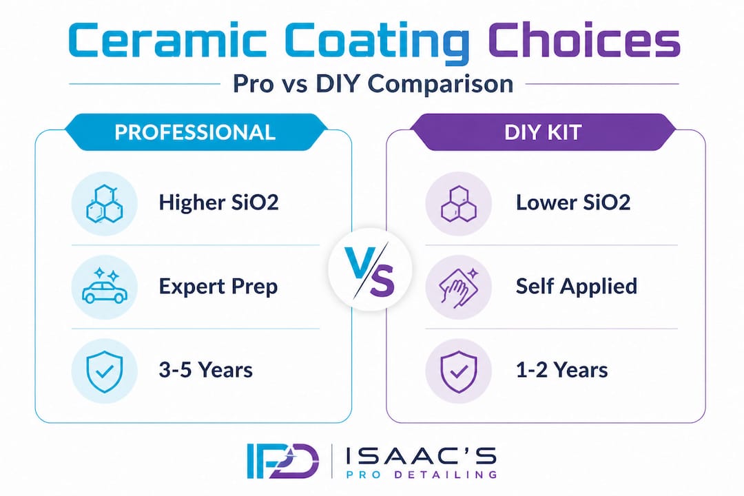 Infographic dividing professional and DIY ceramic coatings