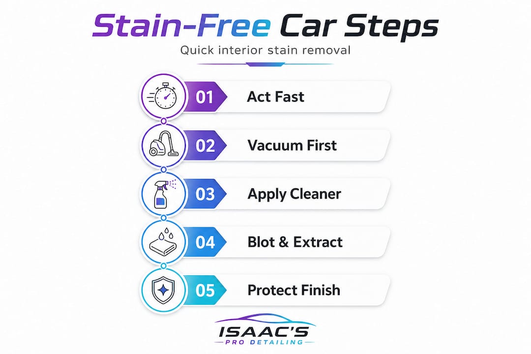 Infographic of quick steps for car stain removal