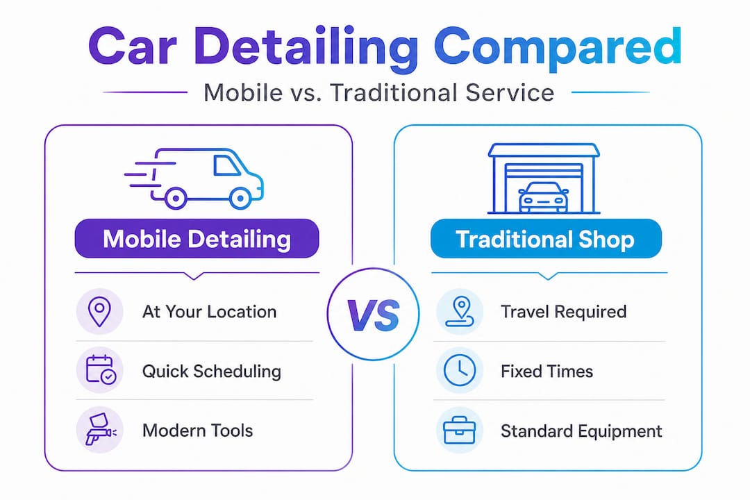 Infographic comparing mobile and traditional car detailing