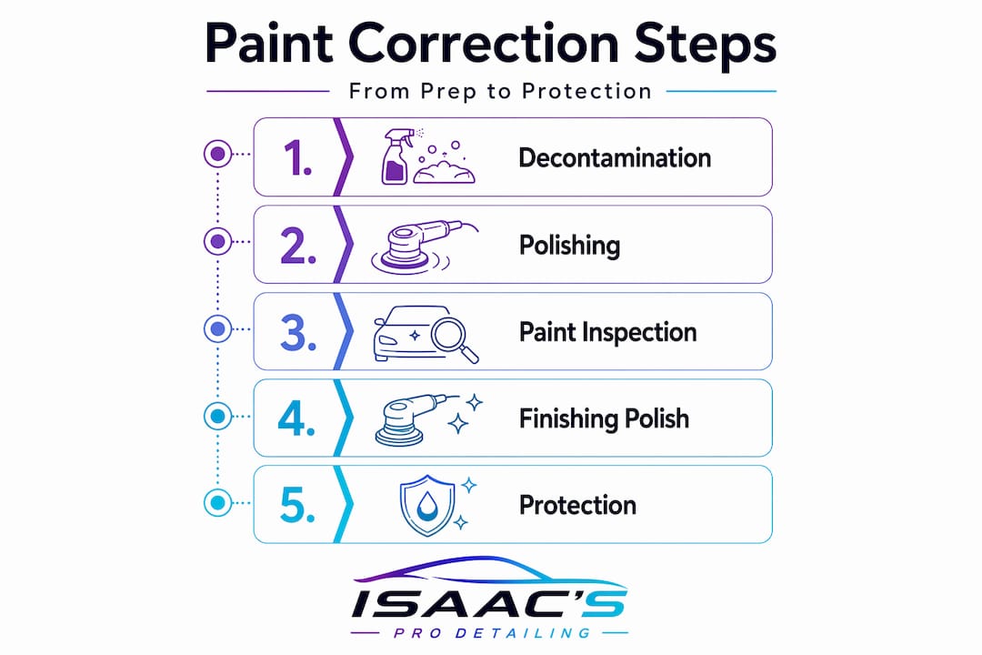 Infographic showing five steps in paint correction
