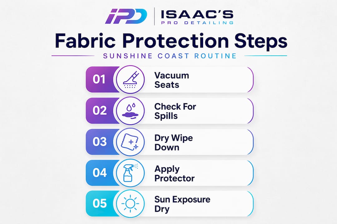Infographic showing fabric protection steps routine
