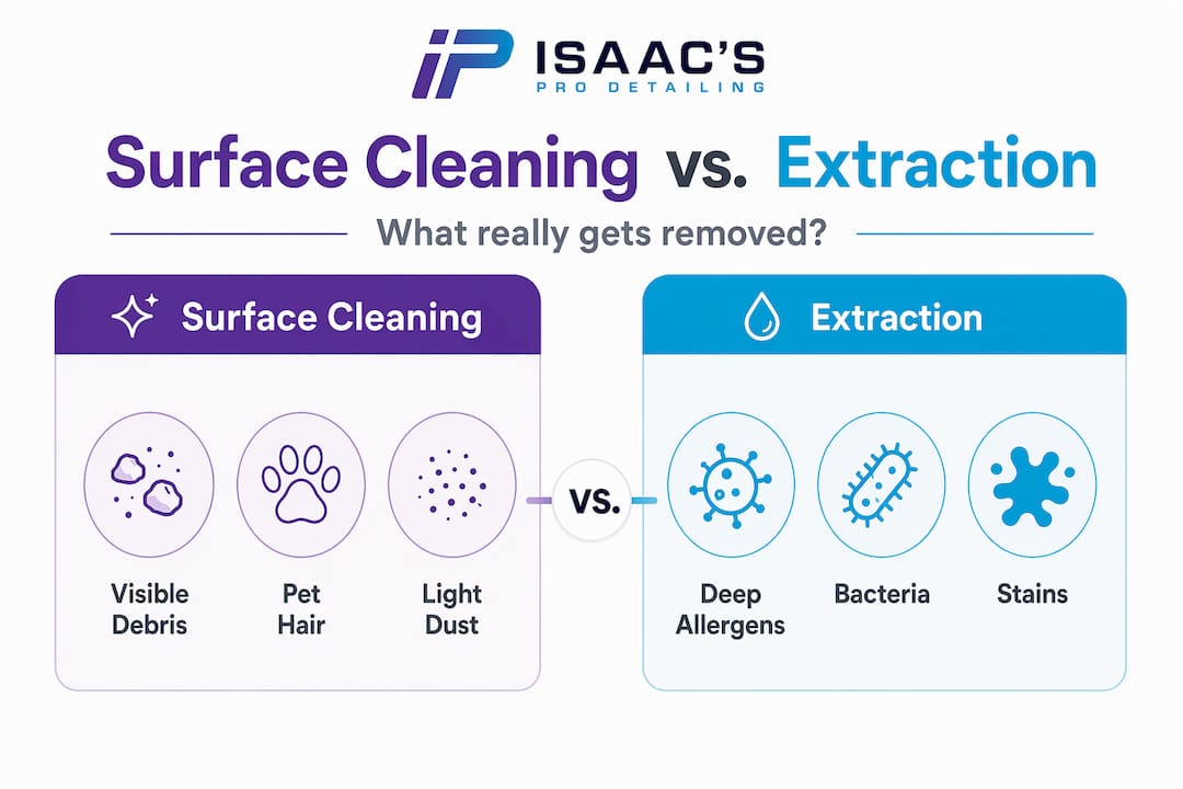 Infographic comparing surface vs extraction cleaning
