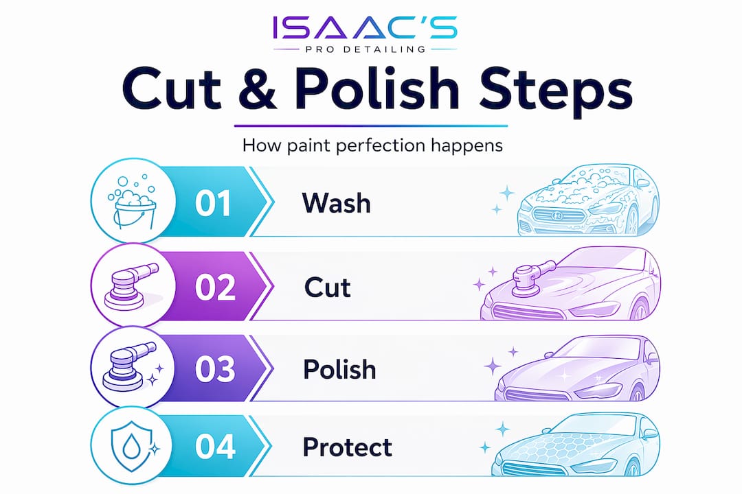 Infographic outlining cut and polish steps