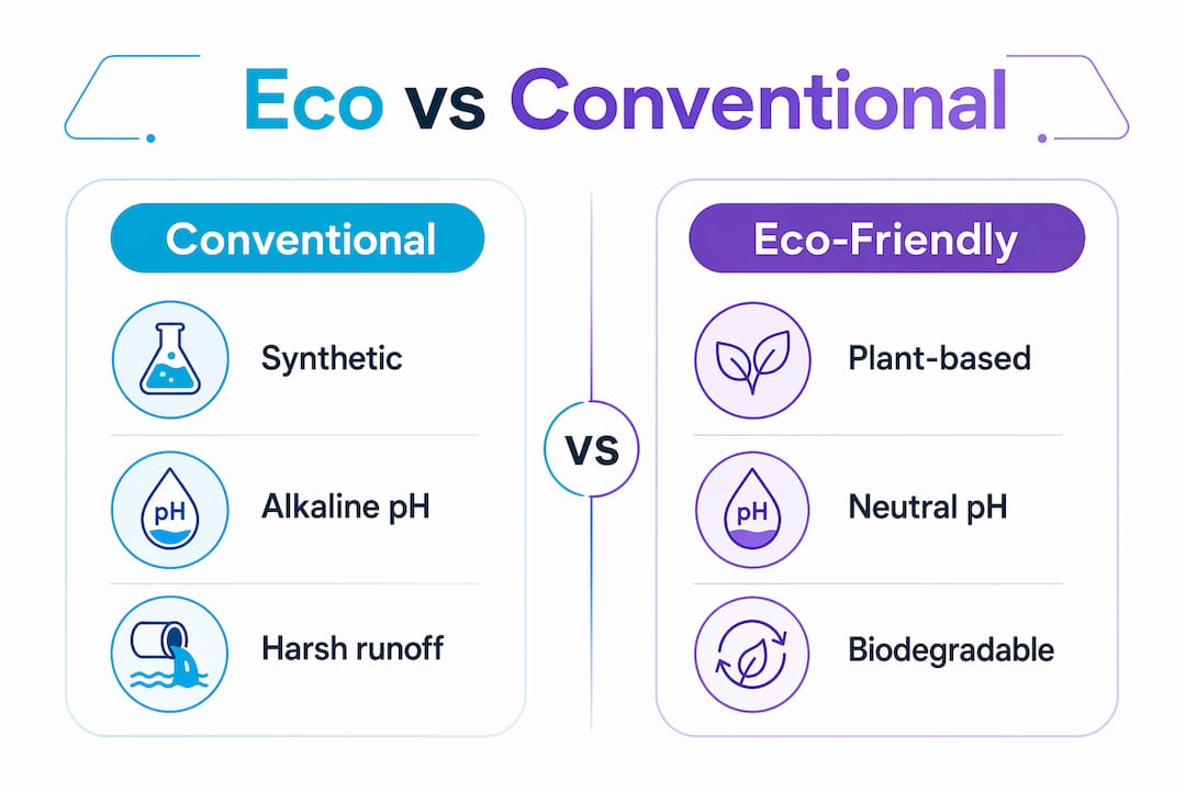 Infographic comparing eco-friendly and conventional car care