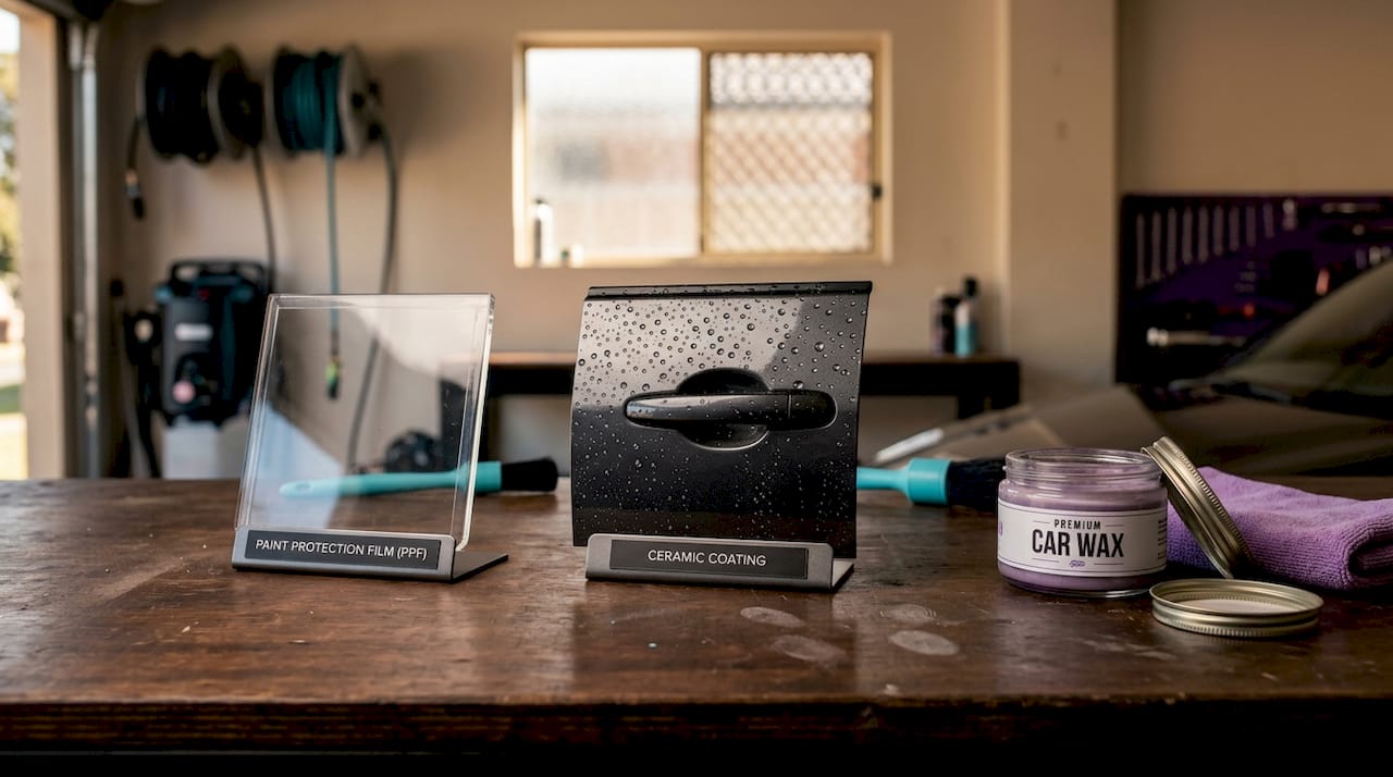 Samples of ceramic, film, and wax coatings