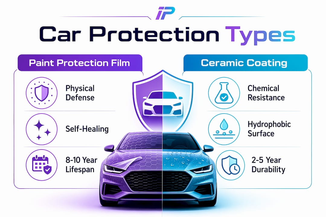 Infographic comparing PPF and ceramic coating