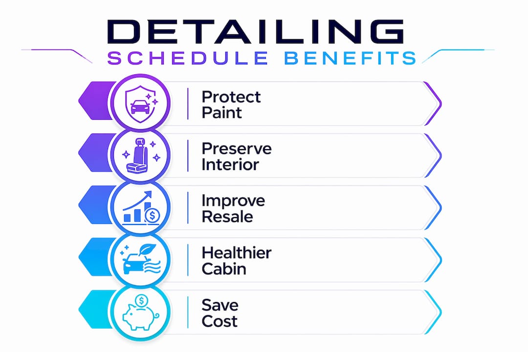 Infographic showing benefits of recurring car detailing