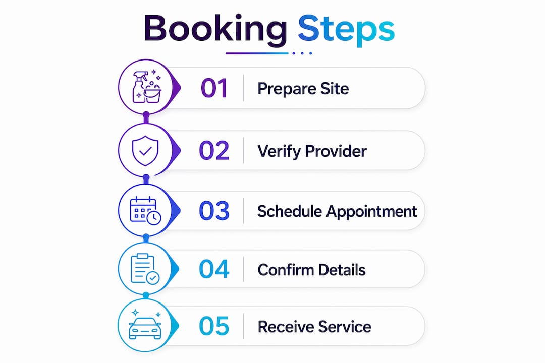 Infographic of booking steps for mobile detailing