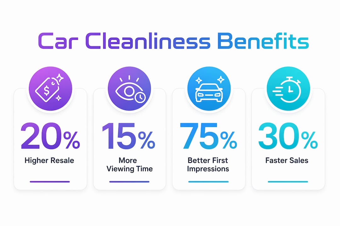 Infographic showing benefits of car cleanliness for sales