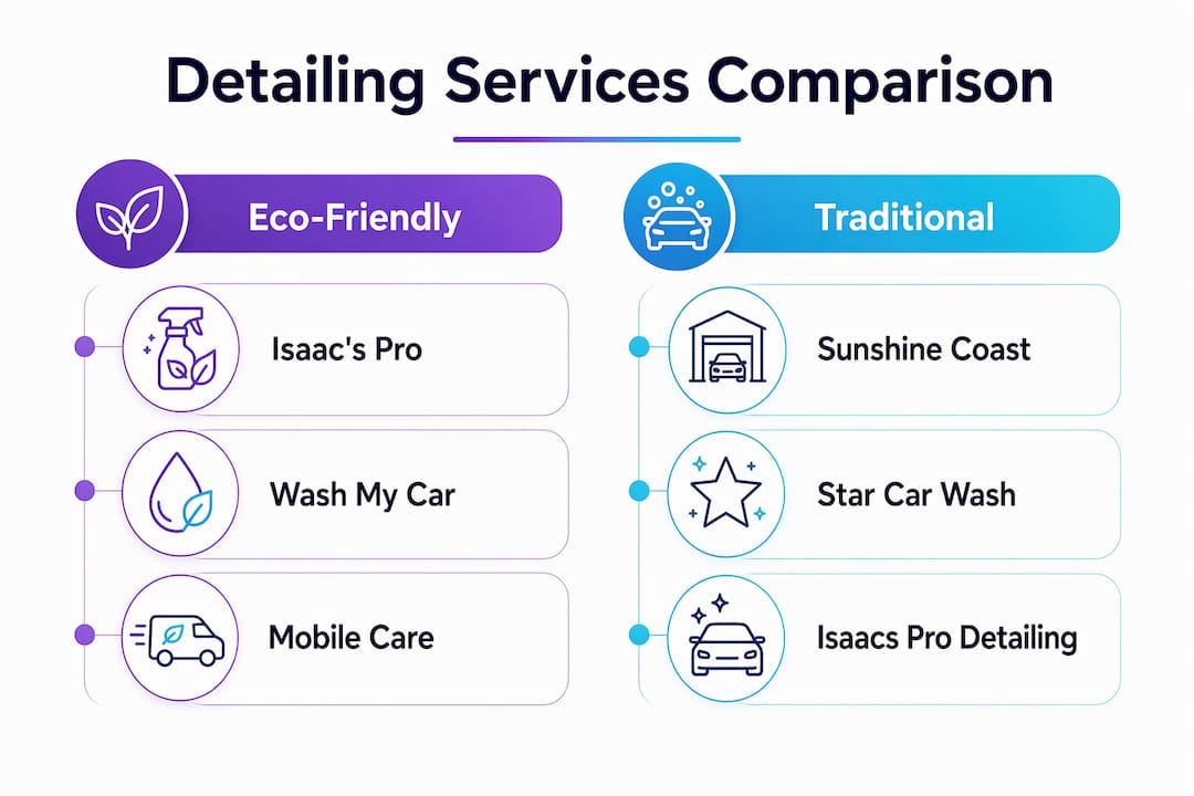 Infographic comparing eco-friendly vs traditional car detailing services on Sunshine Coast