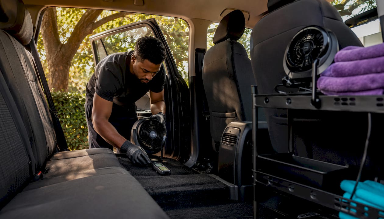 Controlled drying process in car interior