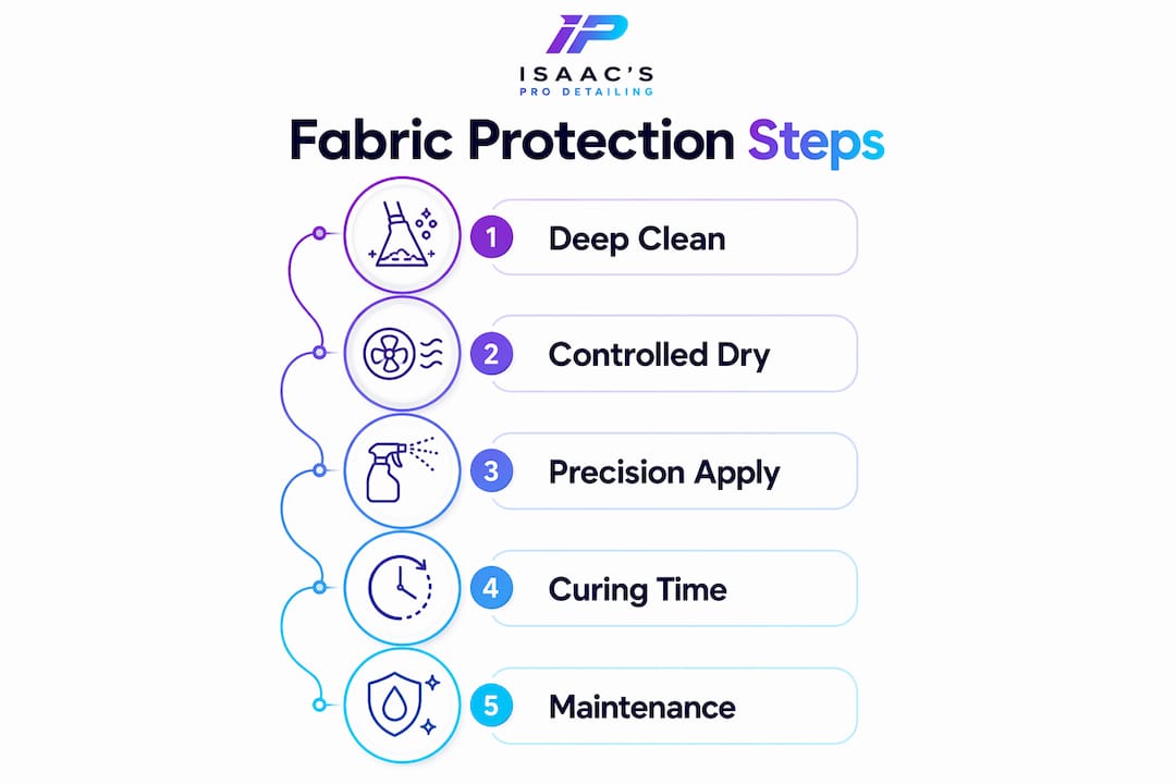 Infographic describing fabric protection application steps
