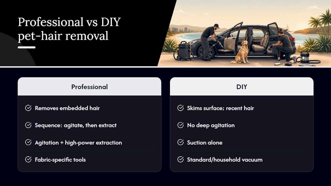 Diagram comparing professional and DIY pet hair removal methods