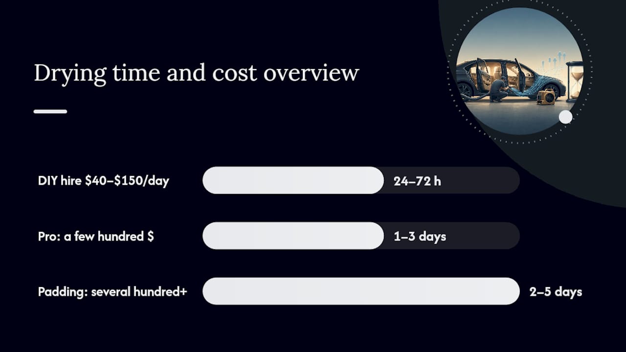 Diagram of wet carpet cleaning time and cost comparison