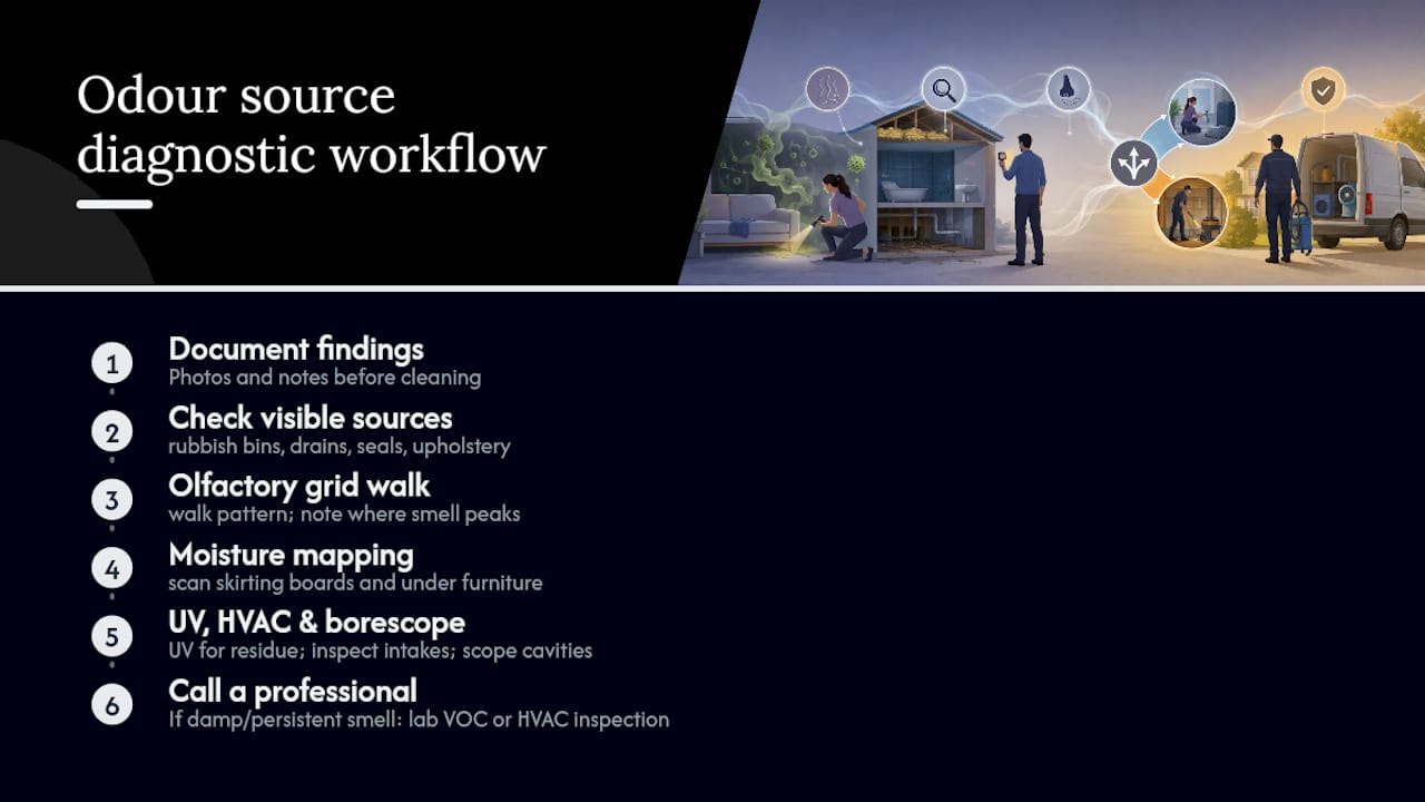 Diagram showing odour source detection workflow steps