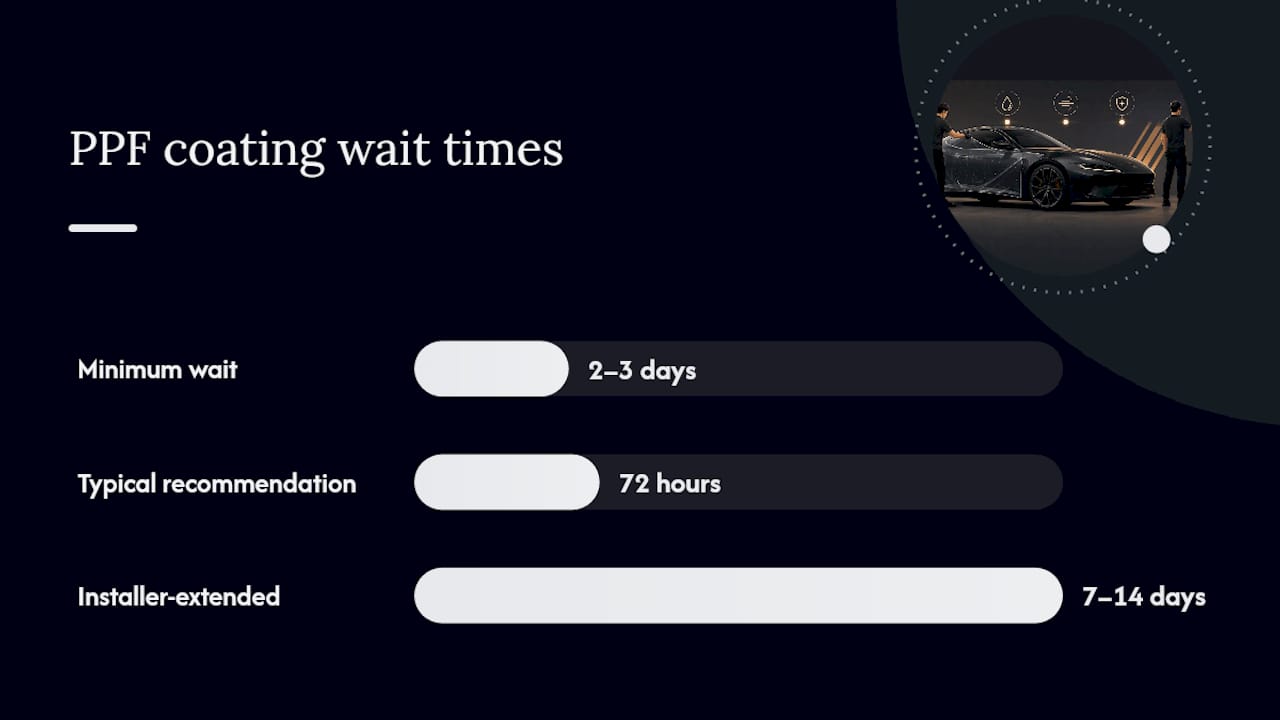 Diagram showing PPF coating preparation and timing steps