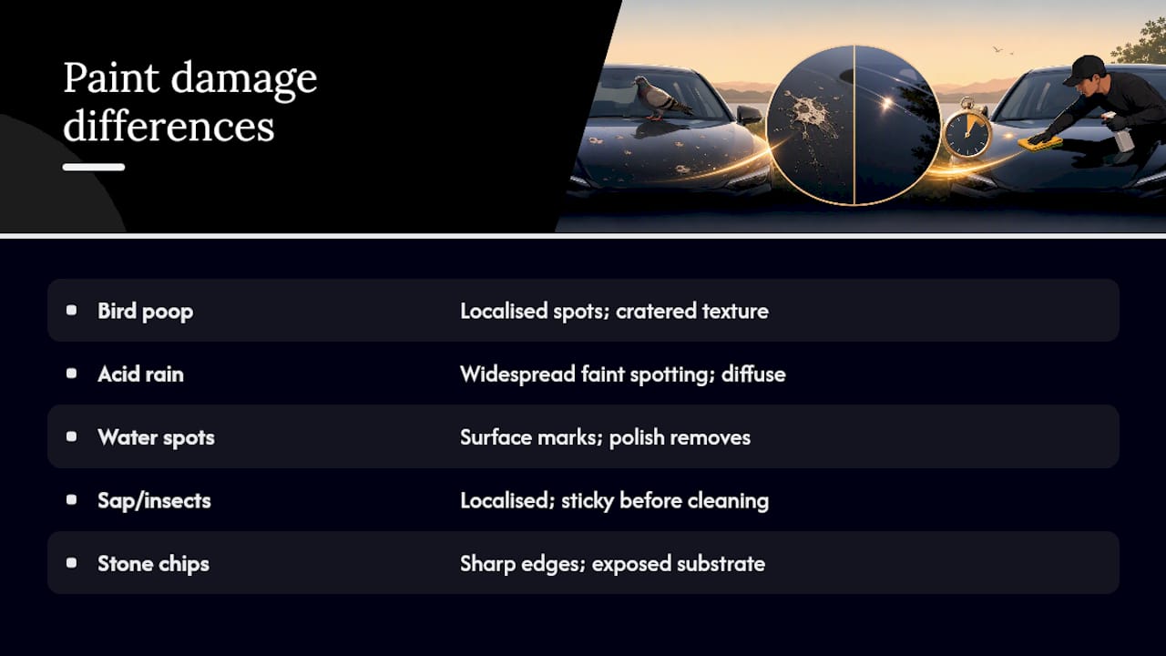 Is it bird poop etching or something else entirely? — overview diagram