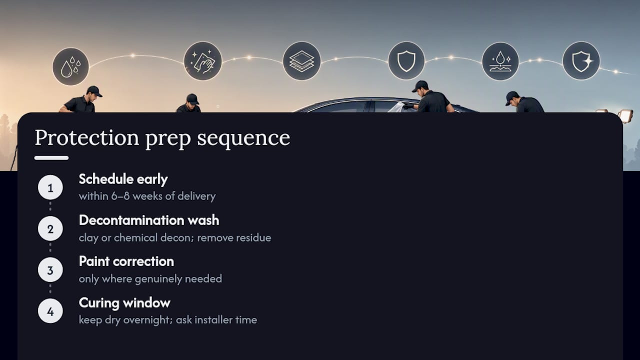 Car protection preparation and curing sequence