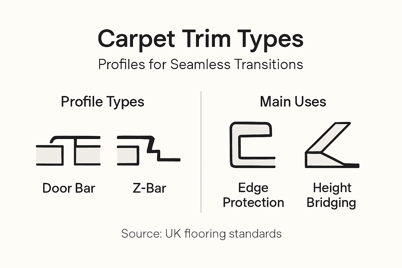 Infographic key carpet trim types and functions