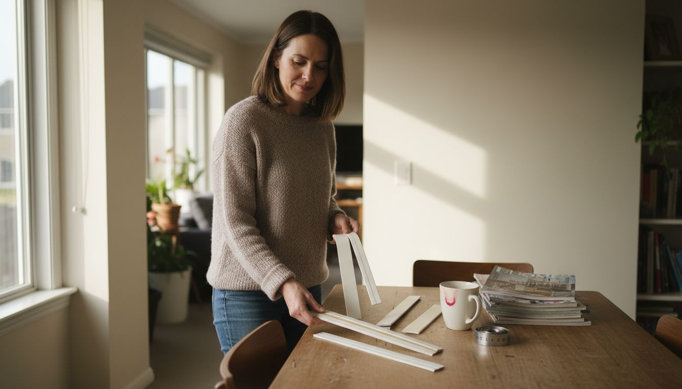 Woman comparing vinyl trim sample choices