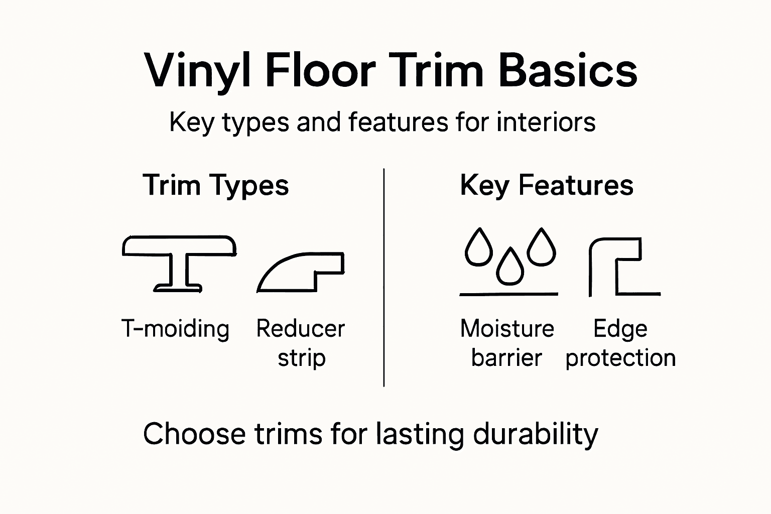 Infographic with vinyl trim types and features