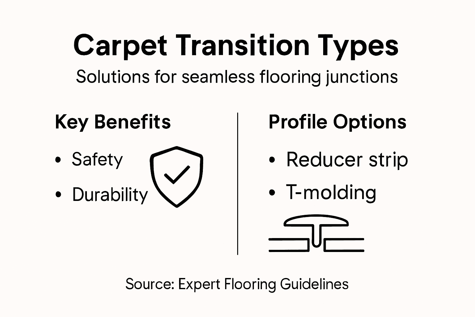 Infographic with carpet transition types and benefits