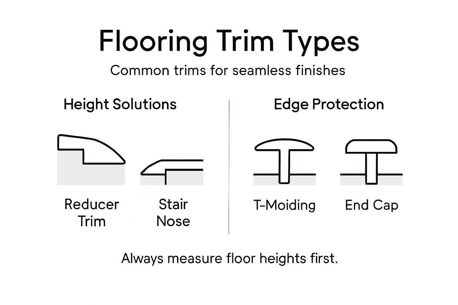 Infographic showing main flooring trim types