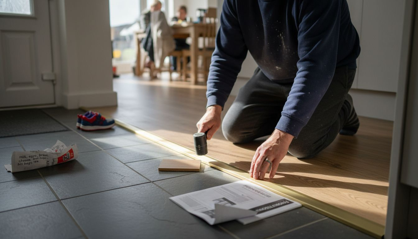 Reducer threshold bridging laminate and tile