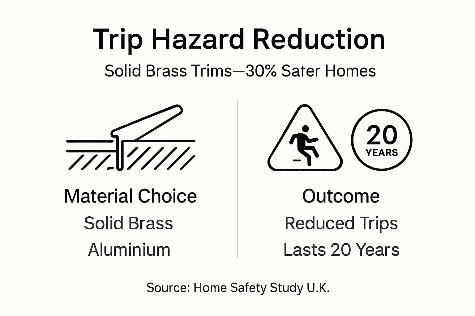 Infographic shows trip hazard reduction with brass trims
