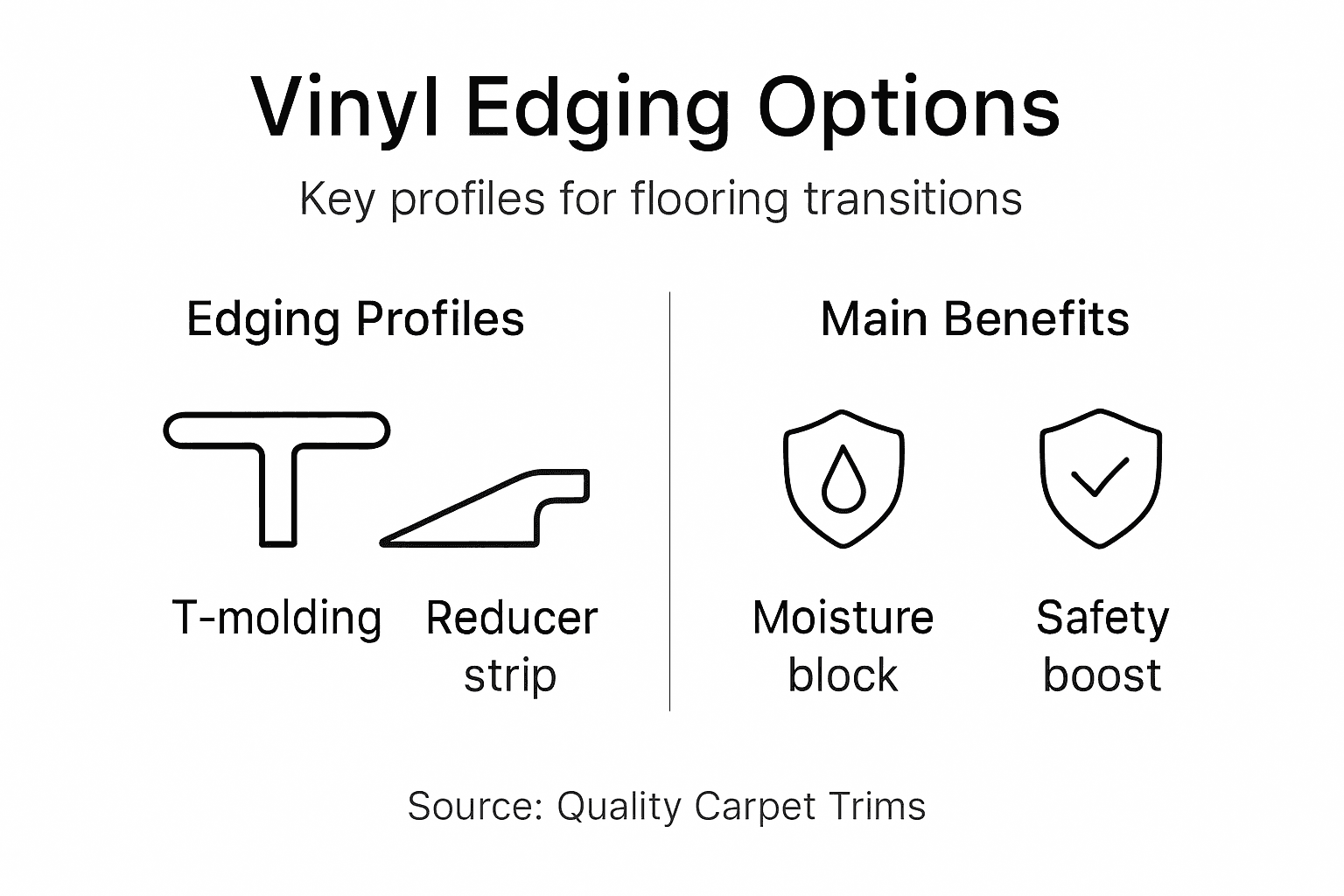 Infographic showing vinyl edging types and uses