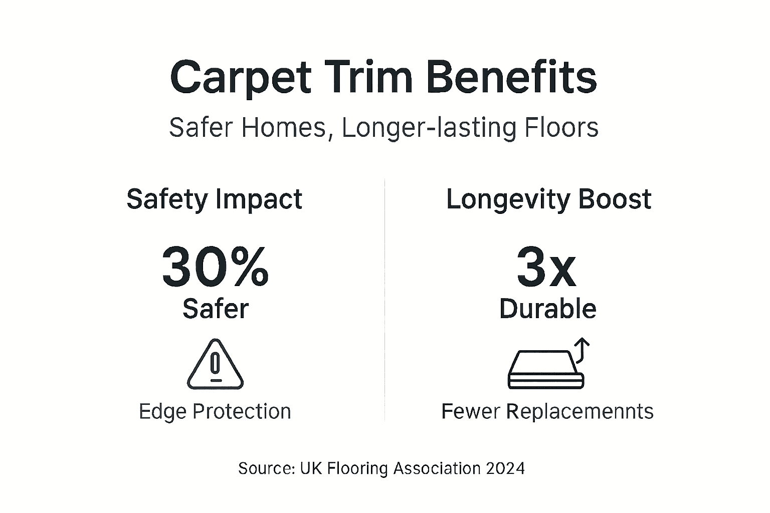 Infographic explaining carpet trim safety and durability